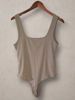 M - 4th + Reckless Ribbed Square Neck Bodysuit - Tan/Beige